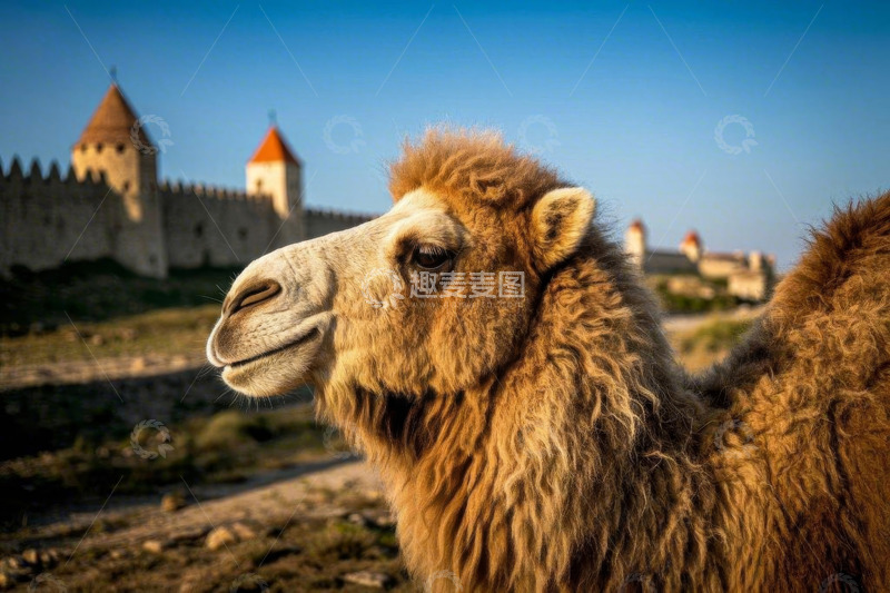 高清大图下载【趣麦麦图】城堡前的骆驼特写