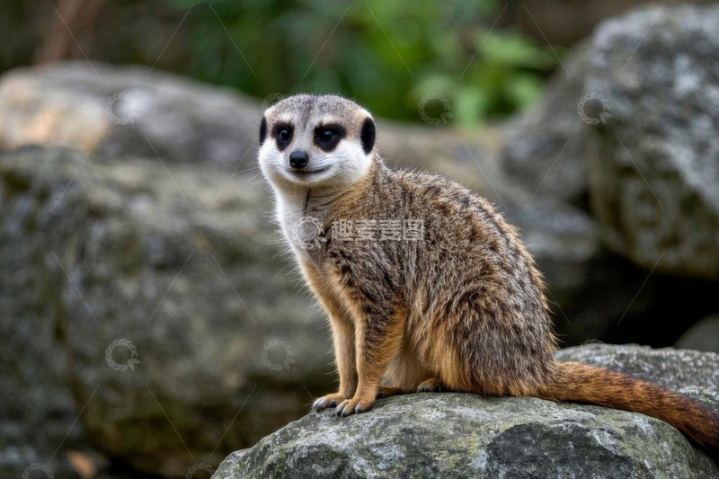 高清大图下载【趣麦麦图】岩石上的猫鼬特写