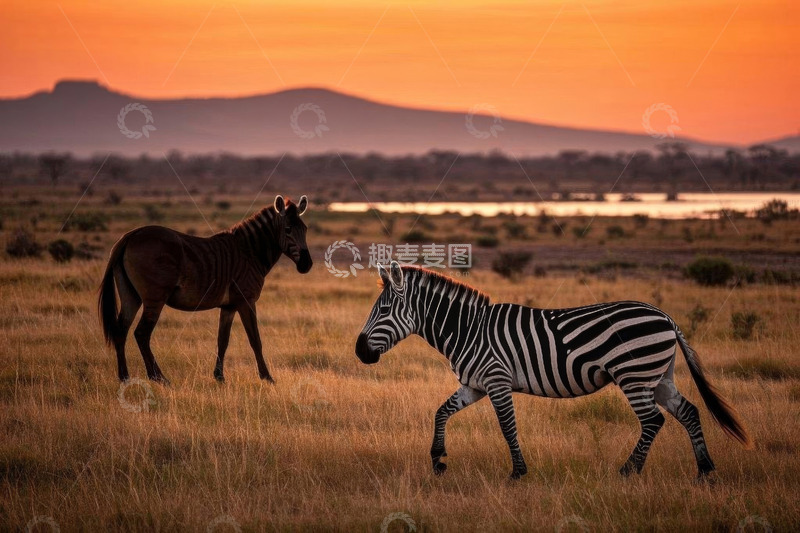 高清大图下载【趣麦麦图】非洲草原上行走的斑马