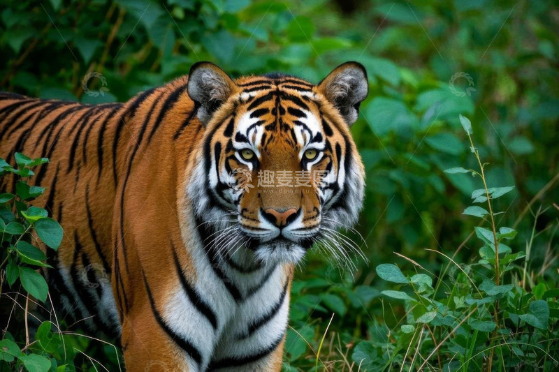 高清大图下载【趣麦麦图】丛林中的老虎特写