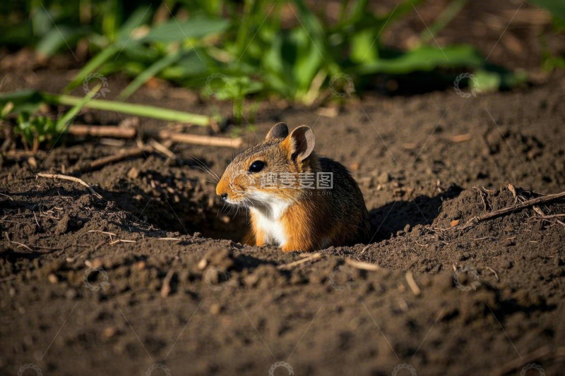 高清大图下载【趣麦麦图】田间地洞旁的啮齿小动物