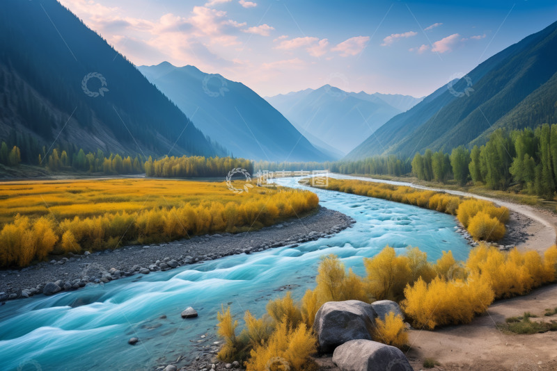 高清大图下载【趣麦麦图】山间河流自然风光