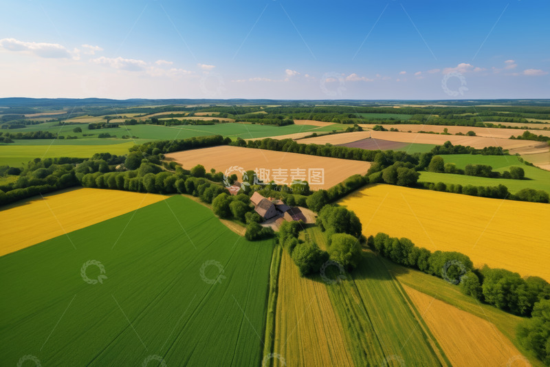 高清大图下载【趣麦麦图】田野乡村航拍全景