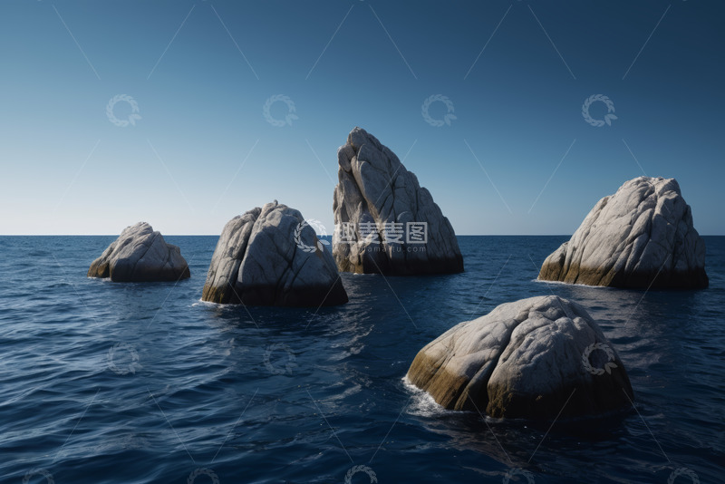 高清大图下载【趣麦麦图】海洋中的孤立岩石景观