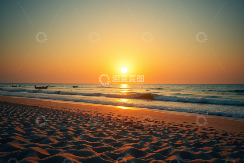 高清大图下载【趣麦麦图】海滩日落时分海景
