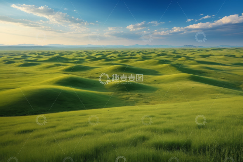 高清大图下载【趣麦麦图】广袤草原与蓝天白云风光