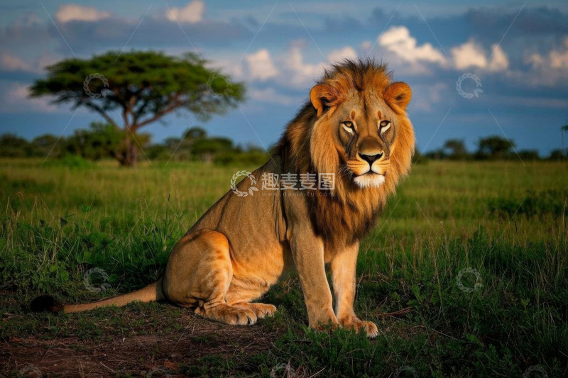 高清大图下载【趣麦麦图】草原上的雄狮特写