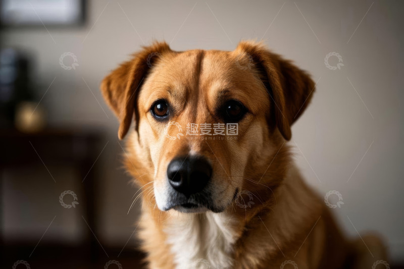 高清大图下载【趣麦麦图】室内棕色狗狗特写