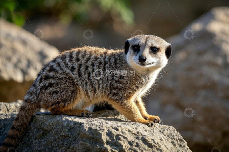高清大图下载【趣麦麦图】岩石上的猫鼬特写