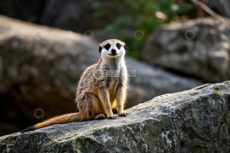 高清大图下载【趣麦麦图】岩石上的猫鼬特写