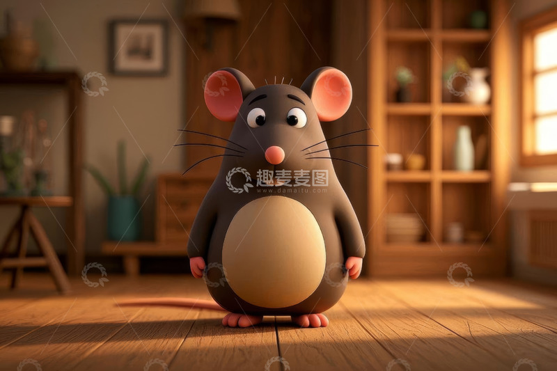 高清大图下载【趣麦麦图】室内卡通老鼠站立场景