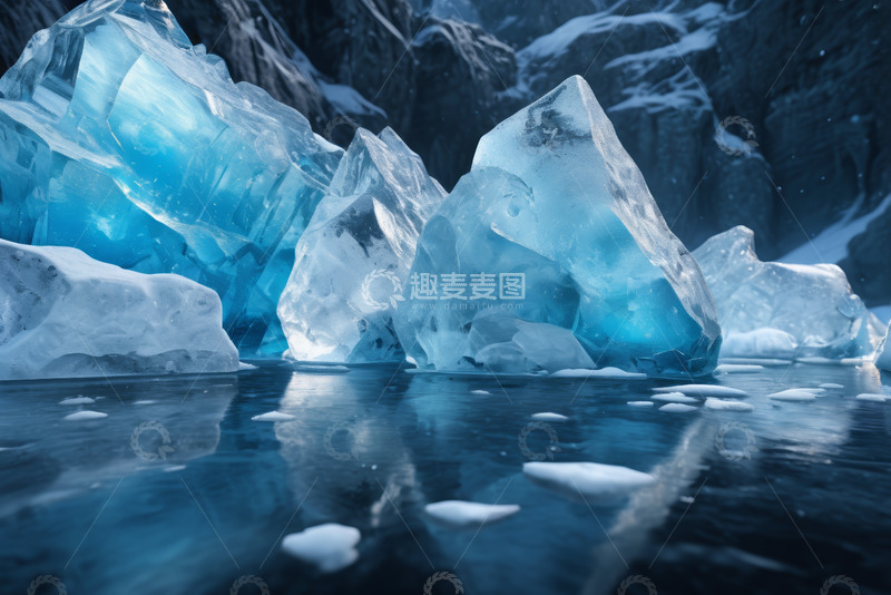 高清大图下载【趣麦麦图】蓝色冰川冰块自然景观