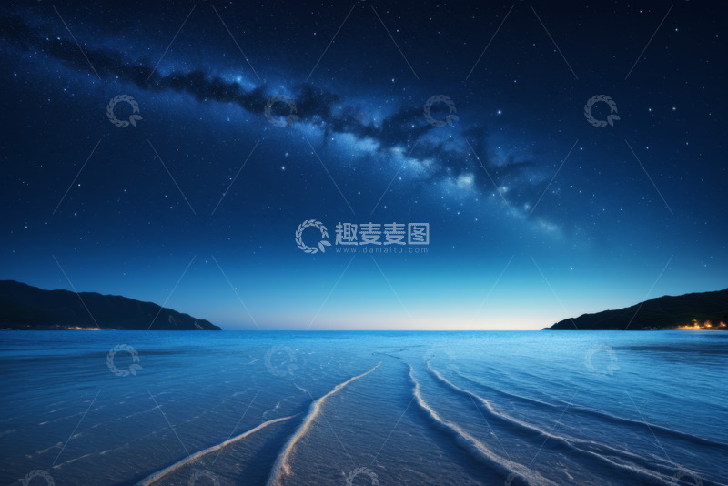 高清大图下载【趣麦麦图】海边夜空下的璀璨星河
