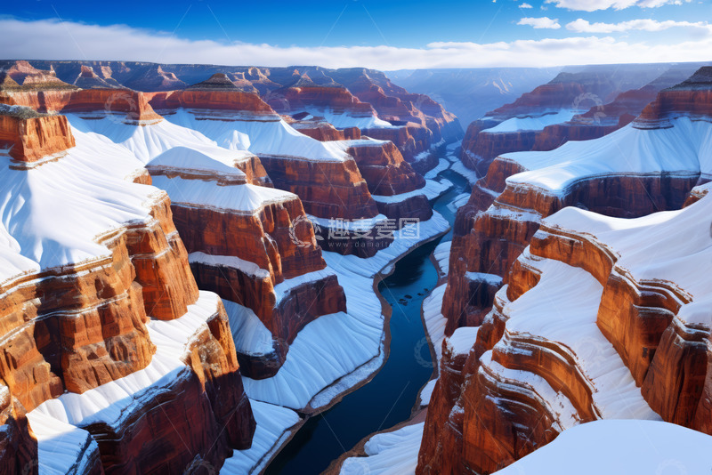高清大图下载【趣麦麦图】亚利桑那州峡谷雪景风光