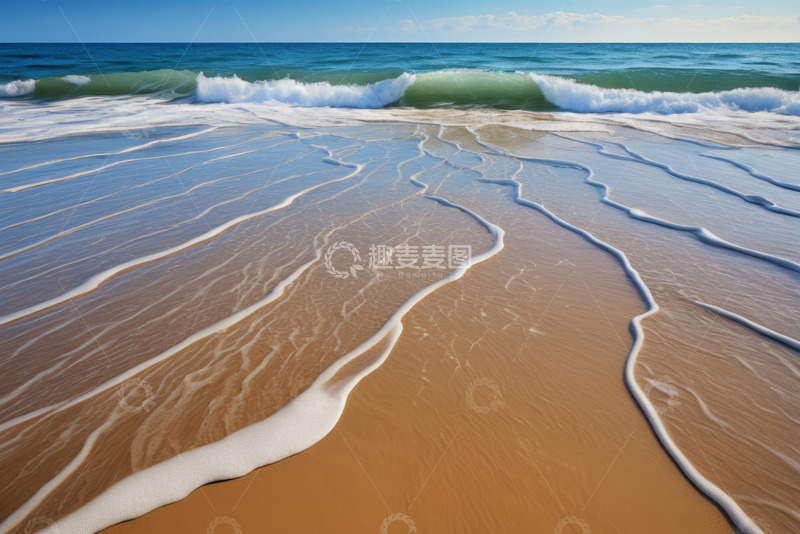 高清大图下载【趣麦麦图】海浪拍打沙滩自然景象