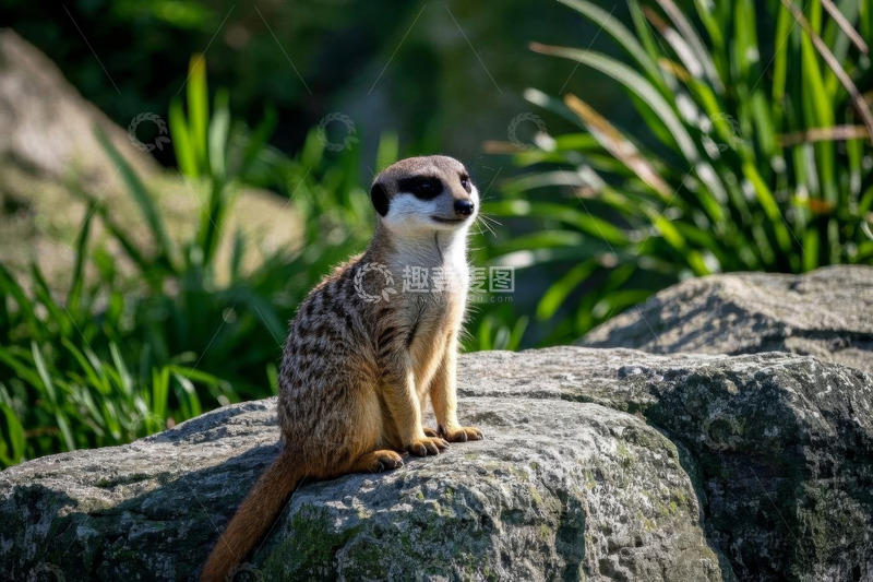 高清大图下载【趣麦麦图】岩石上坐着的猫鼬