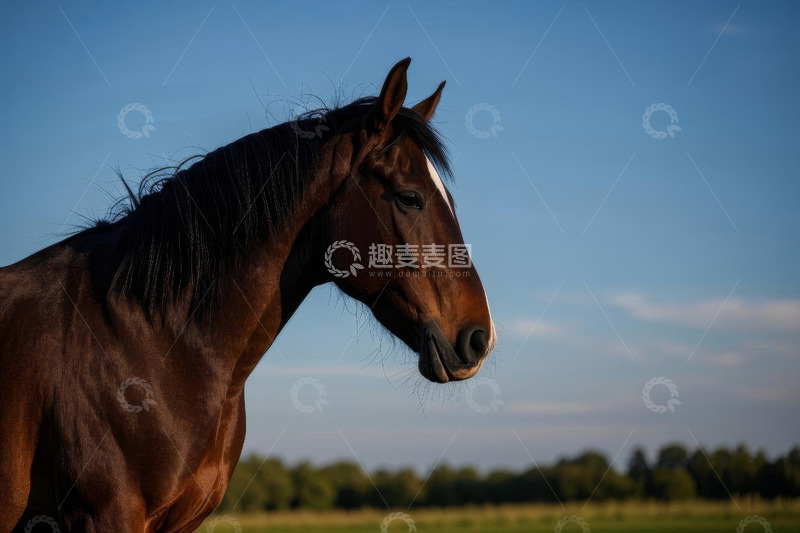 高清大图下载【趣麦麦图】阳光下的棕色骏马特写