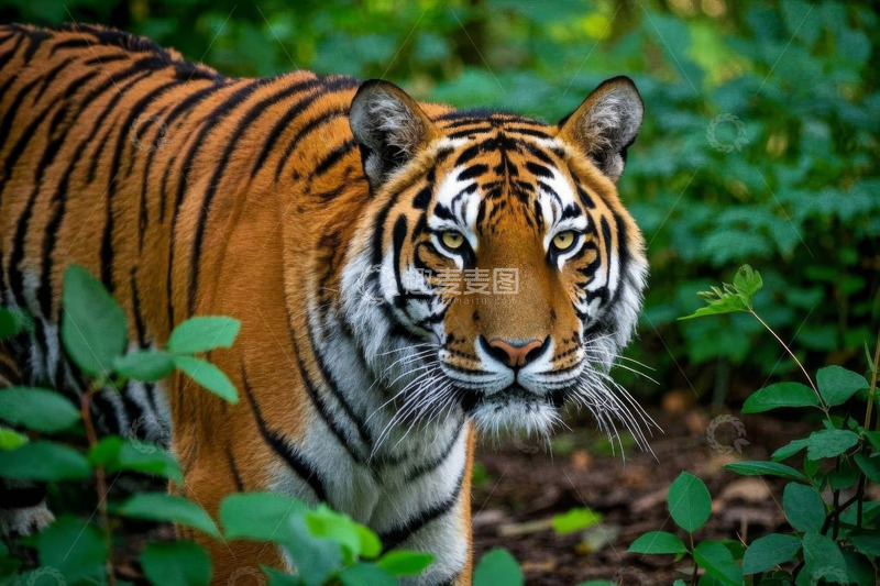 高清大图下载【趣麦麦图】森林中的老虎特写