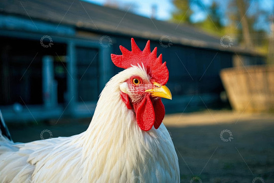 农场白公鸡特写