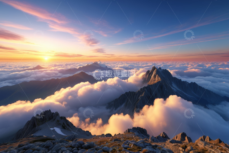 高清大图下载【趣麦麦图】高山云海日出景观
