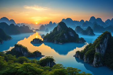 山水间日出全景