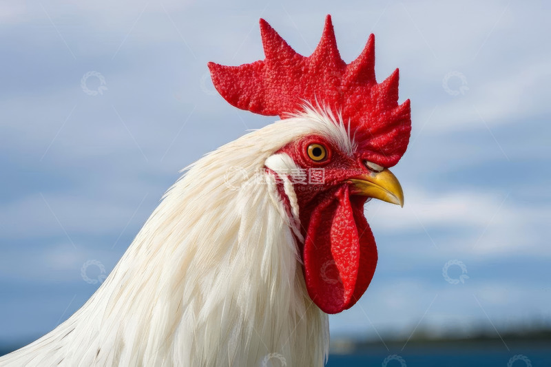 高清大图下载【趣麦麦图】白公鸡头部特写