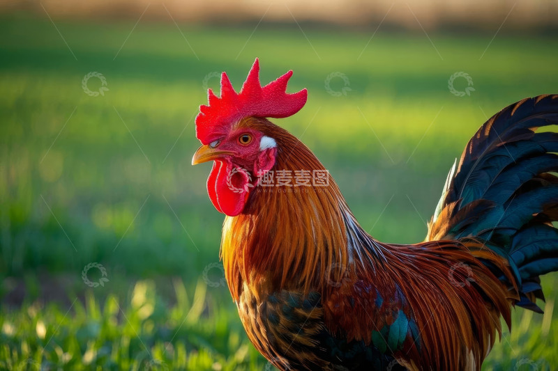 高清大图下载【趣麦麦图】田园中的公鸡特写