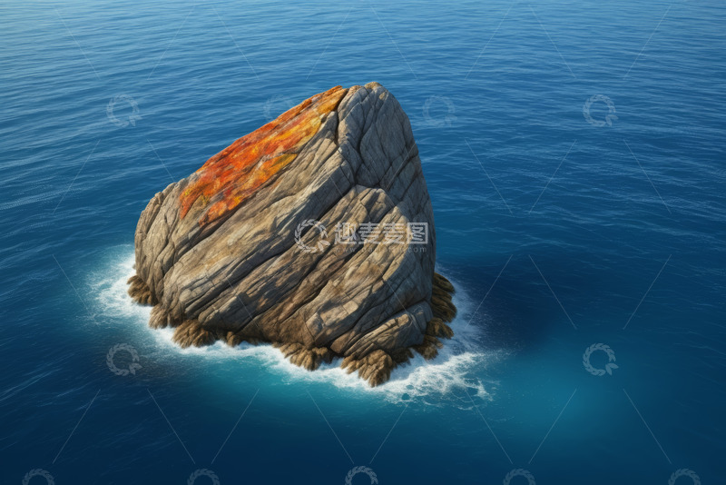 高清大图下载【趣麦麦图】海洋中矗立的独块岩石
