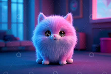 室内可爱粉色卡通小猫