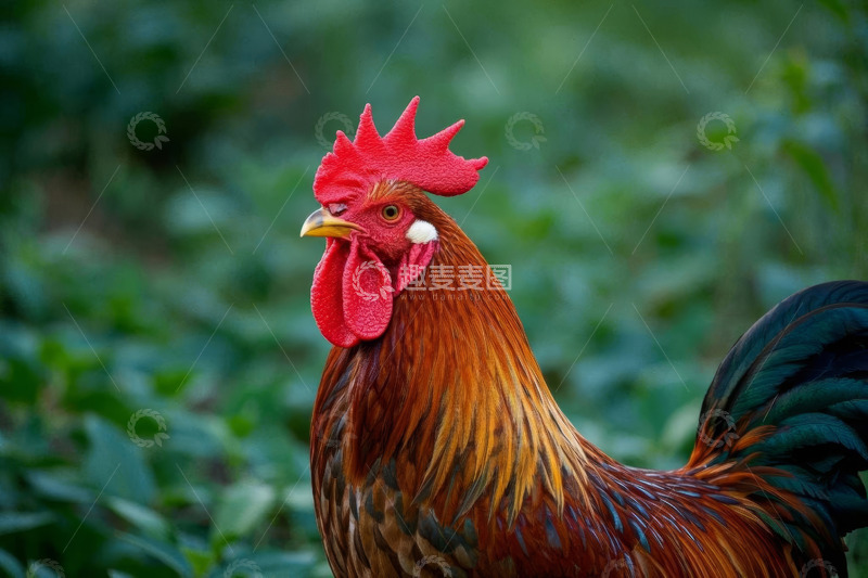 高清大图下载【趣麦麦图】特写公鸡头部与羽毛