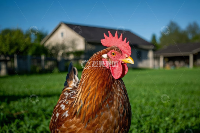 高清大图下载【趣麦麦图】农场中站立的公鸡