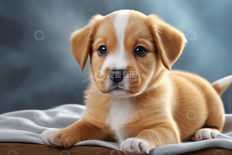 高清大图下载【趣麦麦图】趴着的可爱小狗特写