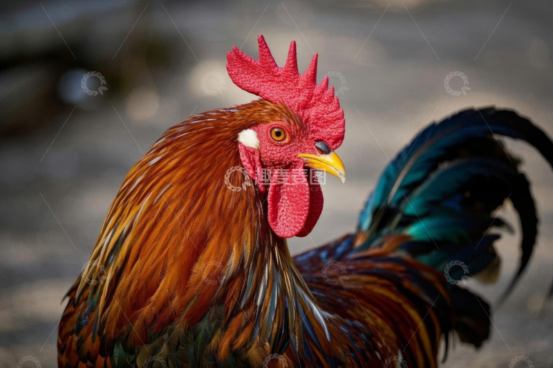 高清大图下载【趣麦麦图】色彩艳丽的公鸡特写