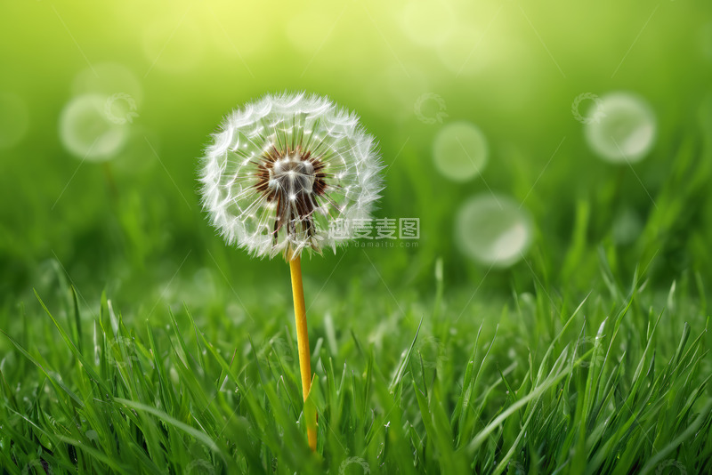 高清大图下载【趣麦麦图】草地上的蒲公英特写