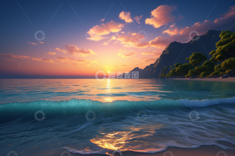 高清大图下载【趣麦麦图】海边日落自然风光美景