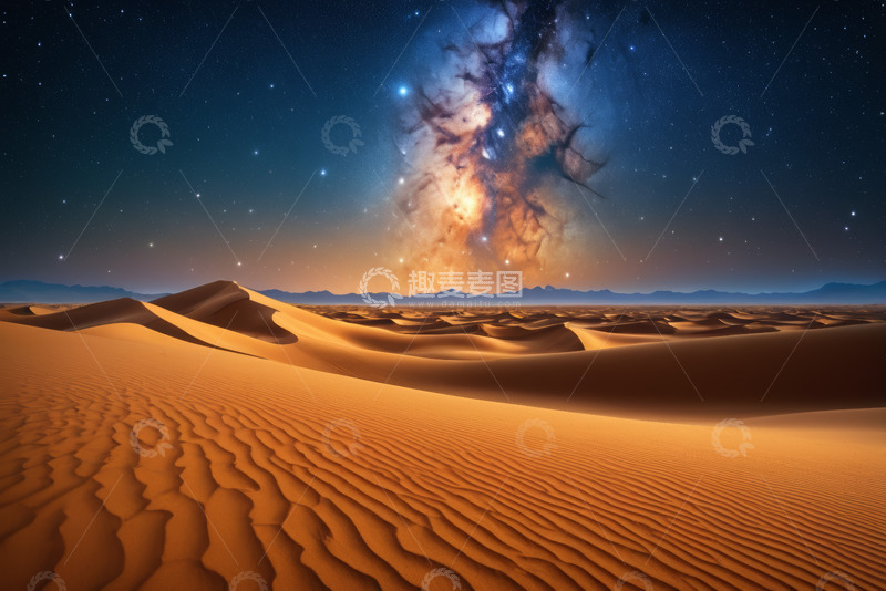 高清大图下载【趣麦麦图】沙漠星空全景