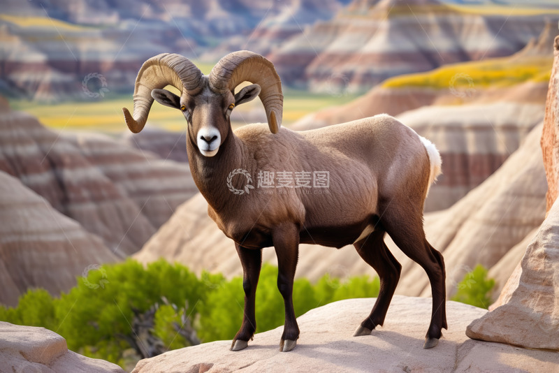高清大图下载【趣麦麦图】岩石上的大角羊