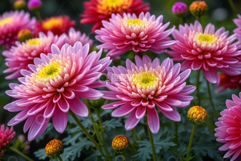 高清大图下载【趣麦麦图】盛开的粉色菊花特写