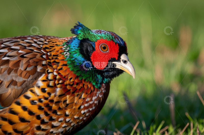 高清大图下载【趣麦麦图】色彩斑斓的野鸡特写