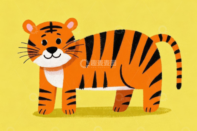 高清大图下载【趣麦麦图】卡通老虎插画