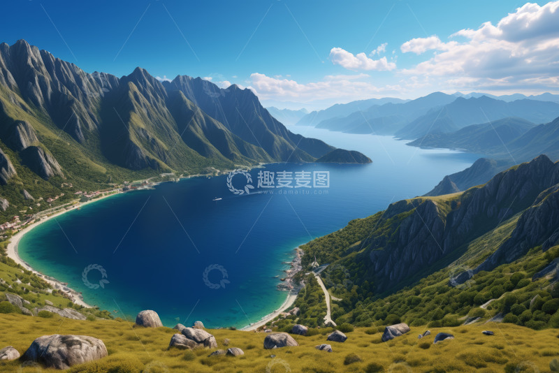 高清大图下载【趣麦麦图】山与湖的自然风光全景