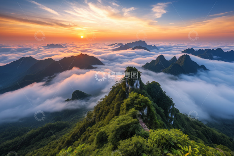 高清大图下载【趣麦麦图】山间云海日出自然景观