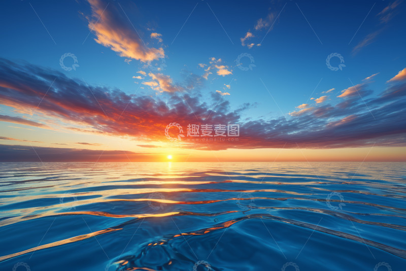 高清大图下载【趣麦麦图】海上日出天空海洋风景