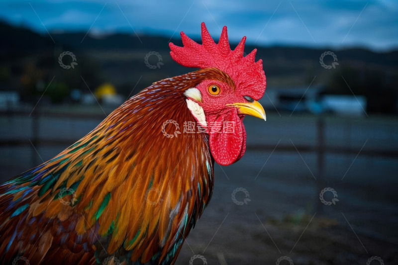 高清大图下载【趣麦麦图】色彩斑斓的公鸡特写