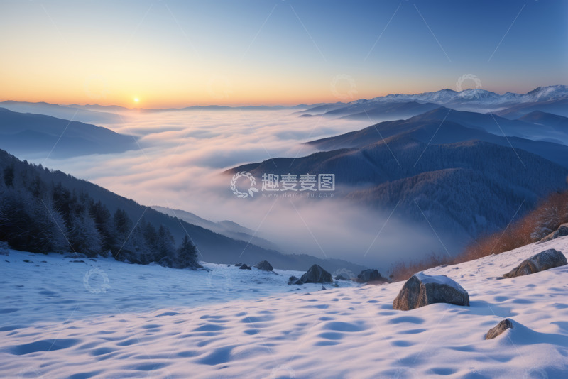 高清大图下载【趣麦麦图】雪山云海日出自然风光