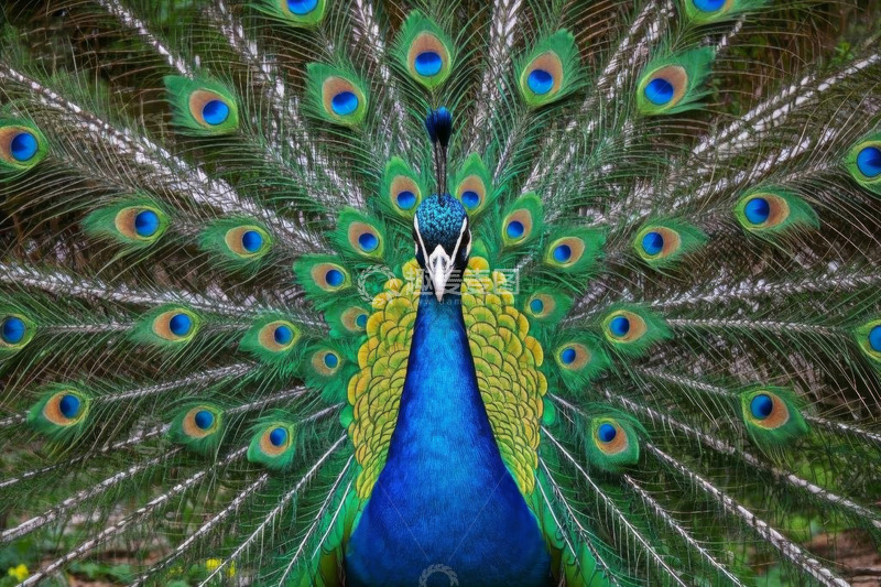 高清大图下载【趣麦麦图】开屏孔雀特写