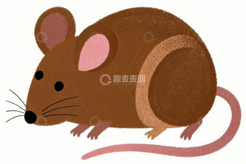 高清大图下载【趣麦麦图】卡通棕色老鼠插画