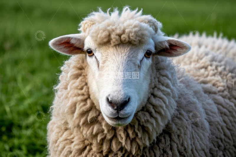 高清大图下载【趣麦麦图】草地上的绵羊特写