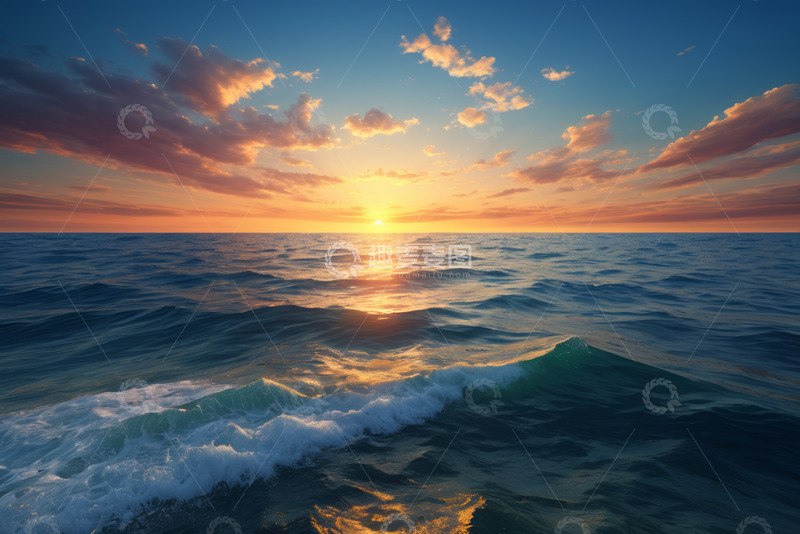 高清大图下载【趣麦麦图】海上日落自然风光
