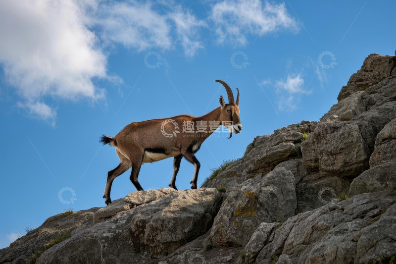 高清大图下载【趣麦麦图】山羊在岩石上行走